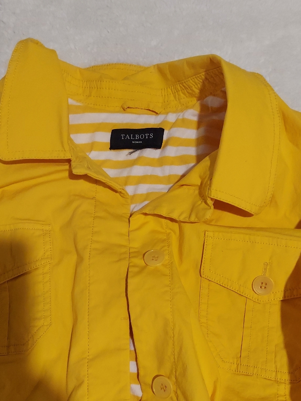 Talbots Yellow Utility Jacket with Striped Lining
